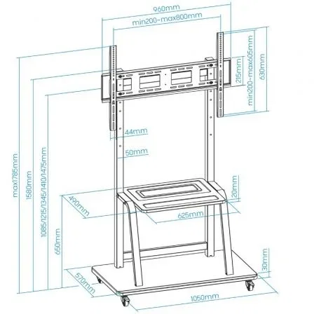 Tooq Coloso Soporte de Suelo con Ruedas para Pantallas 37-100 pulgadas Tooq Coloso Soporte de Suelo con Ruedas para Pantallas 37-100 pulgadas